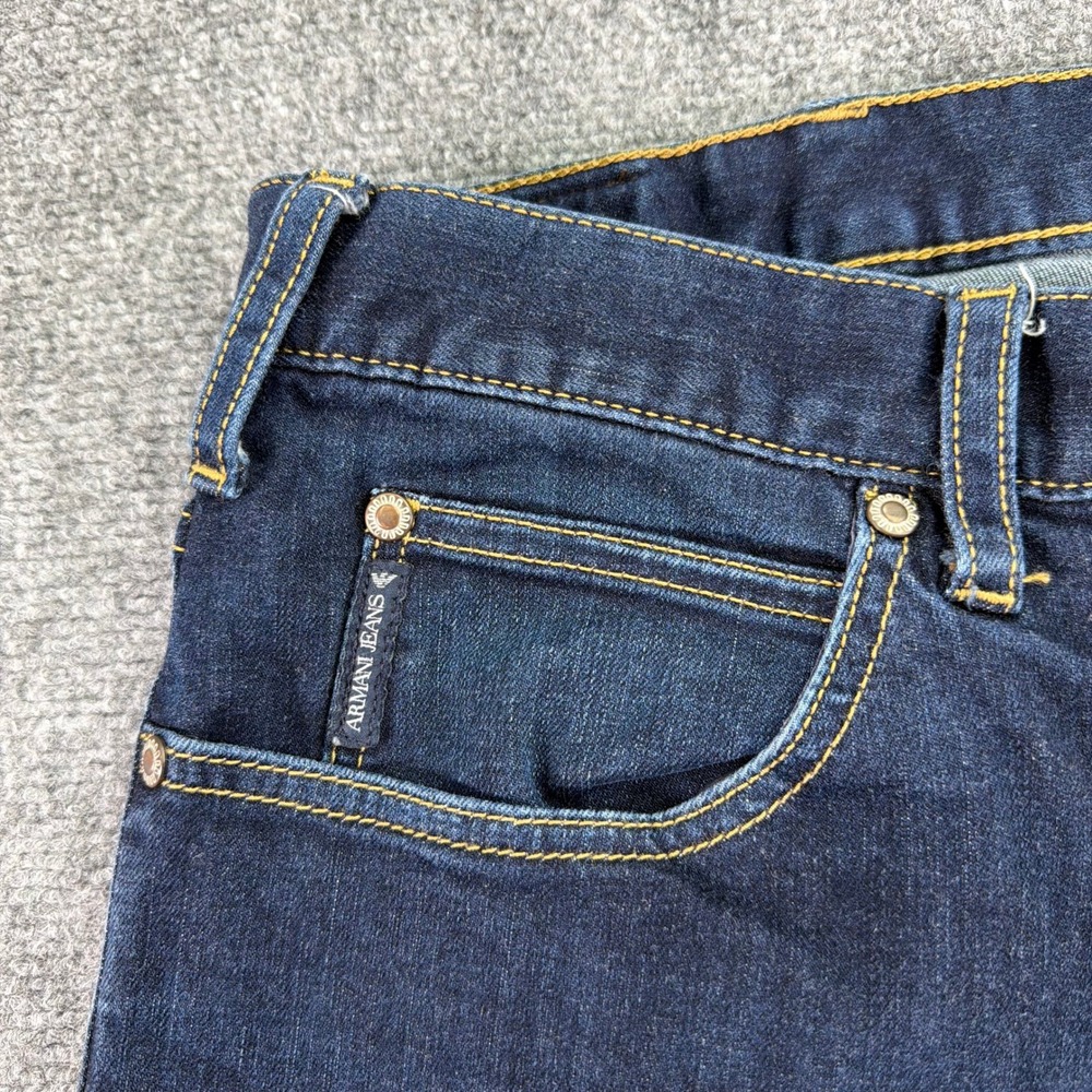 Armani Jeans Mens 38 (Fits 37x28.5) Blue J31 Regular Straight Leg Eagle - Picture 12 of 16